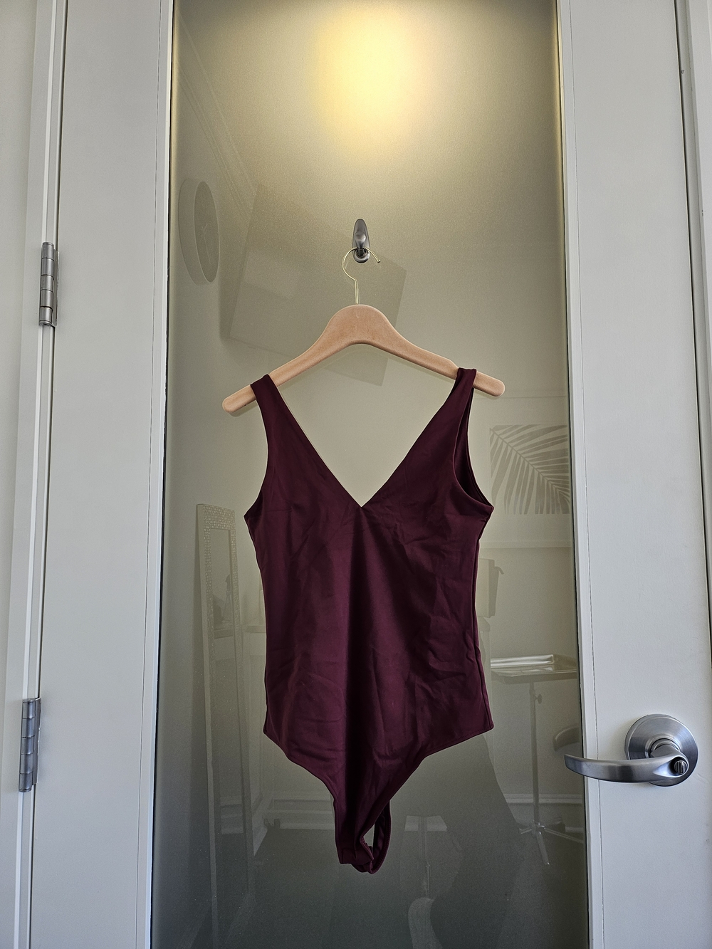 Women's V-Neck Burgundy Tank Bodysuit